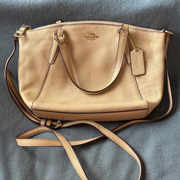 Coach Small Kelsey Tan Beige Leather Crossbody Handbag Purse - Picture 1 of 6